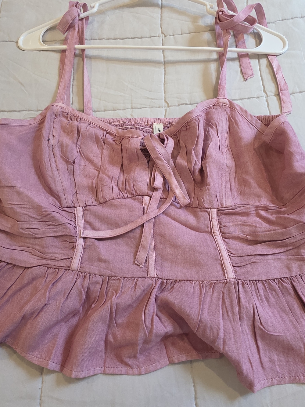 American Eagle Outfitters Dusty Pink Ruffled Bustier Tank